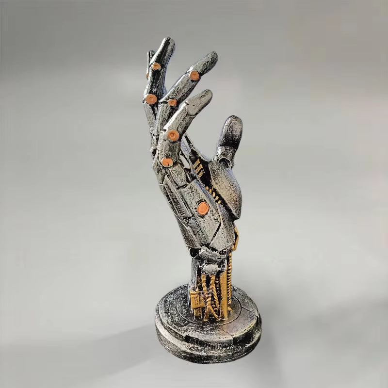 ANYDECO Figurine Light Grey Cyberpunk Robotic Hand Statue Game Controller Stand