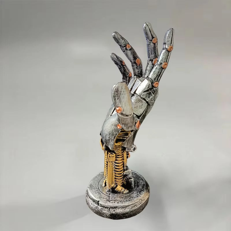 ANYDECO Figurine Light Grey Cyberpunk Robotic Hand Statue Game Controller Stand