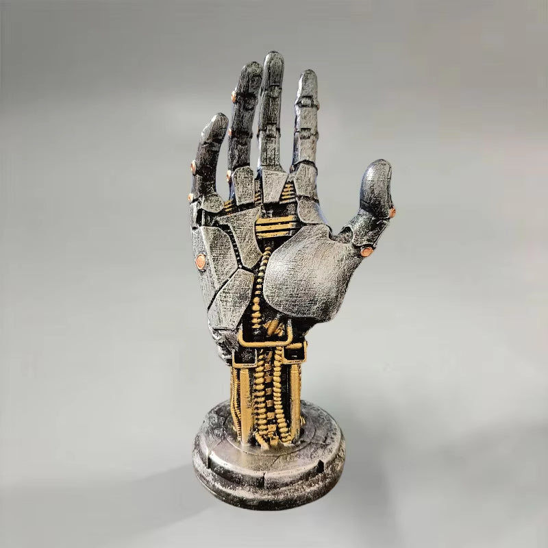 ANYDECO Figurine Light Grey Cyberpunk Robotic Hand Statue Game Controller Stand