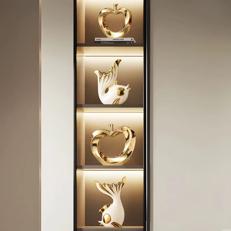 ANYDECO Figurine Gold Apple Nordic Home Decor Sculpture and Ornament