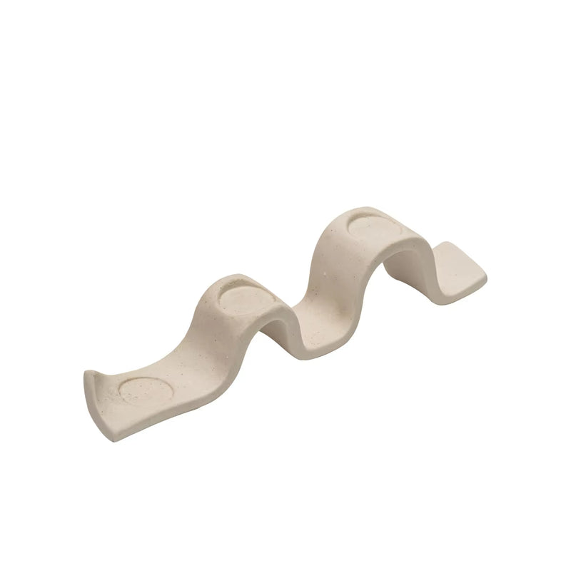 ANYDECO Candle Holder White Nordic Ceramic Wave Shape Candlestick Stand Tabletop Decorations