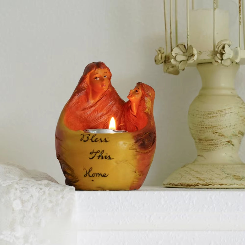 ANYDECO Candle Holder European Angel Statue Resin Candlestick Home Decor