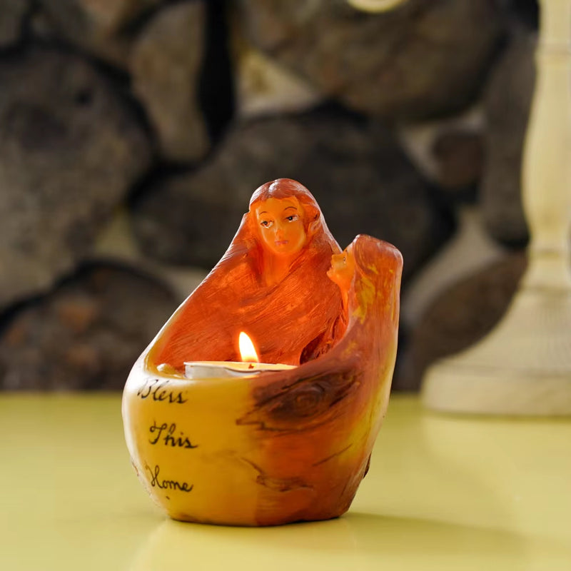 ANYDECO Candle Holder European Angel Statue Resin Candlestick Home Decor