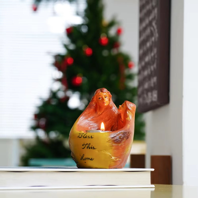 ANYDECO Candle Holder European Angel Statue Resin Candlestick Home Decor