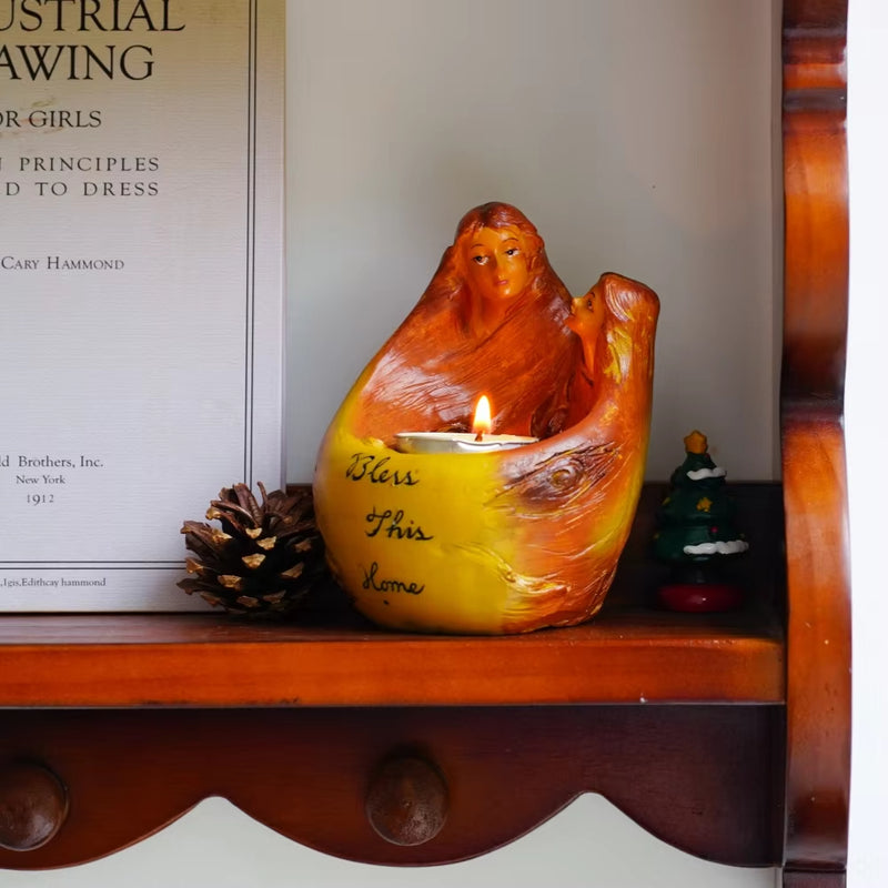 ANYDECO Candle Holder European Angel Statue Resin Candlestick Home Decor