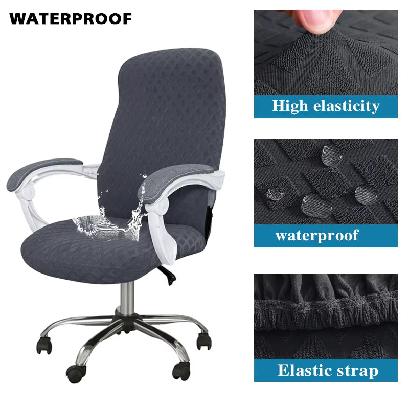Anyseat Office Chair Cover Black Waterproof Anti Dirt Stretchable Spandex Jacquard Slipcover
