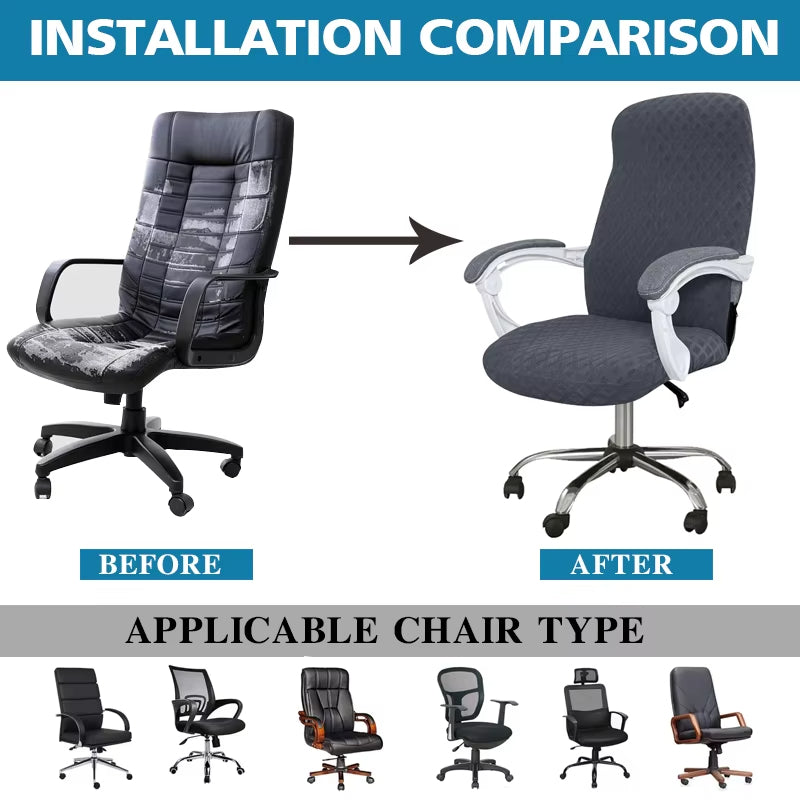 Anyseat Office Chair Cover Black Waterproof Anti Dirt Stretchable Spandex Jacquard Slipcover