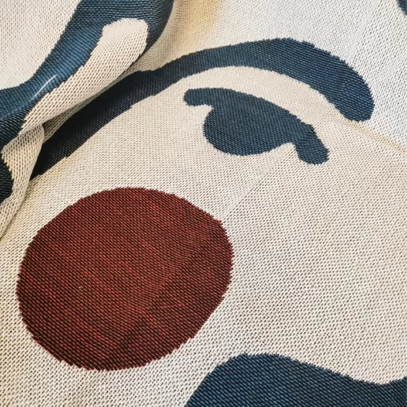 Anycozy Abstract Face Throw Blanket 130x160cm Tassel Camping Mat