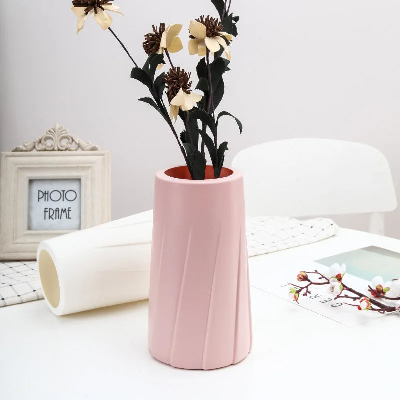 ANYDECO Flower Vase Light Pink Medium Nordic Plastic Table Decor