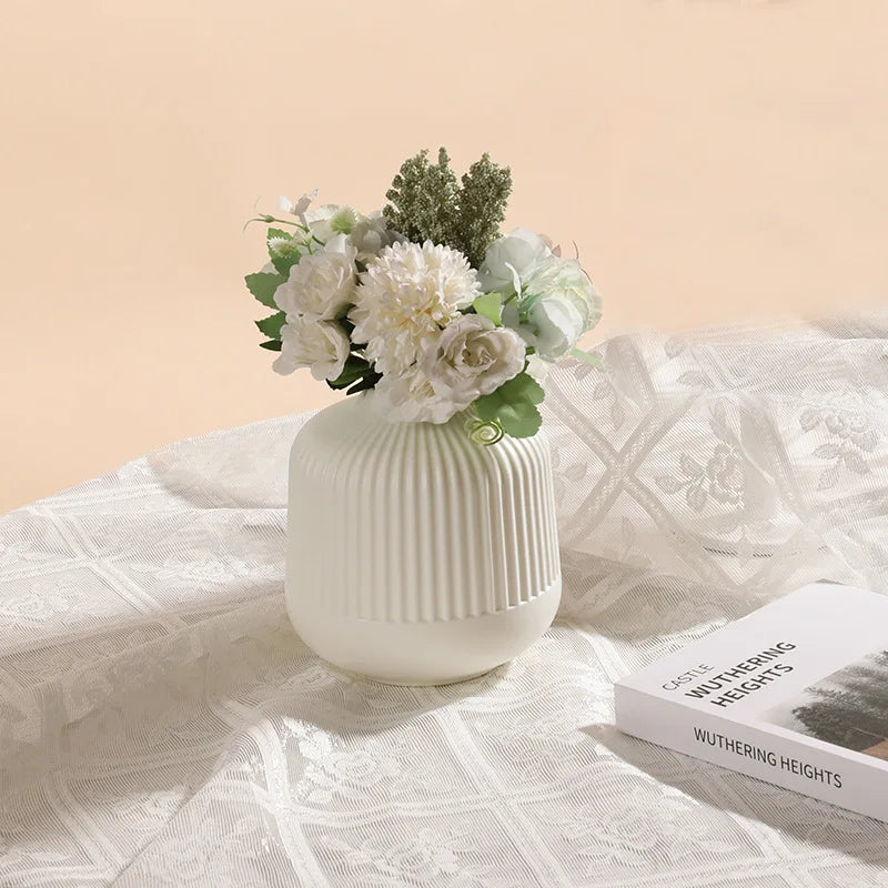 ANYDECO Flower Vase White Small Nordic Plastic Pot Home Decor