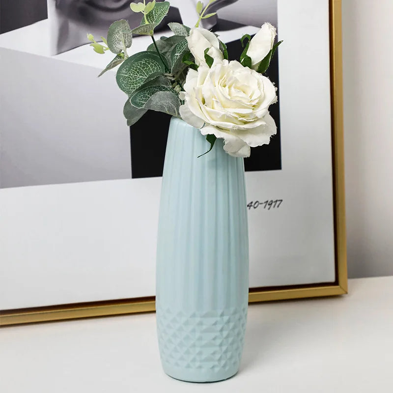 ANYDECO Flower Vase  Light Green Small Diamond Pattern Table Decor