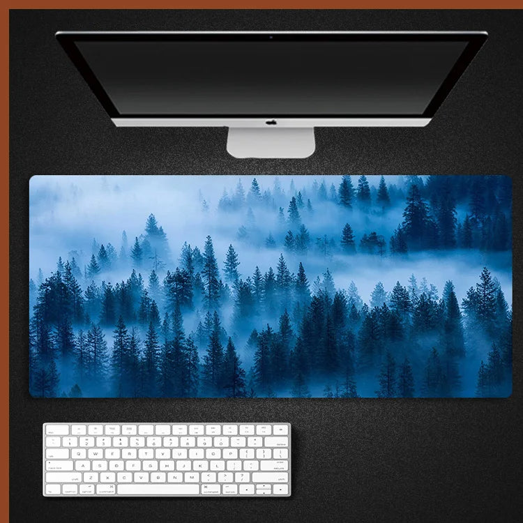 ANYMOB  Mouse Pad Ice Blue 300X700X2MM Forest Computer Keyboard Pad Non-Slip Rubber Mat