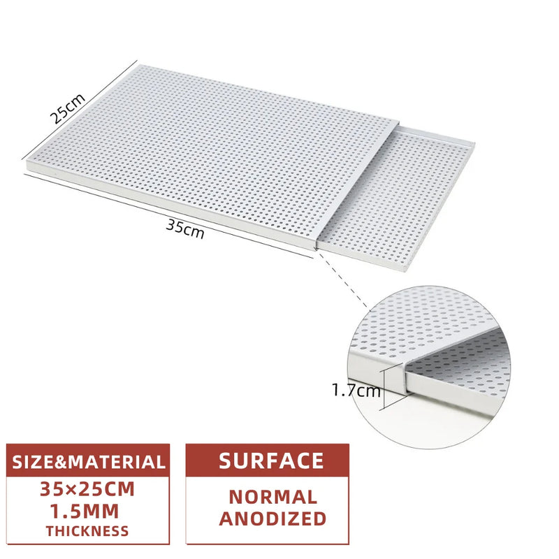 ANYGLEAM Baking Tray Silver 1.5mm Rectangular Perforated Pastry Sheet Pan With Hole
