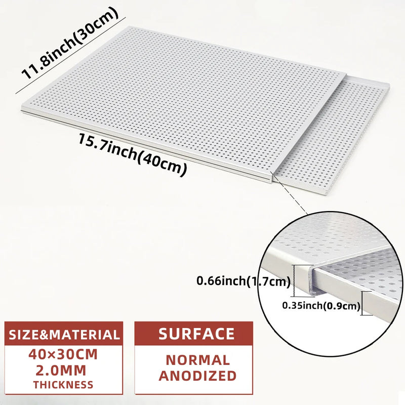 ANYGLEAM Baking Tray Silver Rectangular 2.0mm Perforated Pastry Sheet Pan With Hole