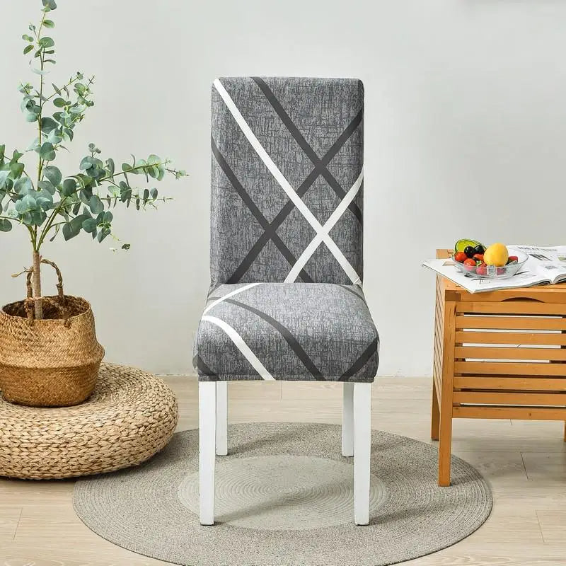 Anyseat Chair Cover Gray Cross Hatch Design Elastic Slipcover Dining Decor