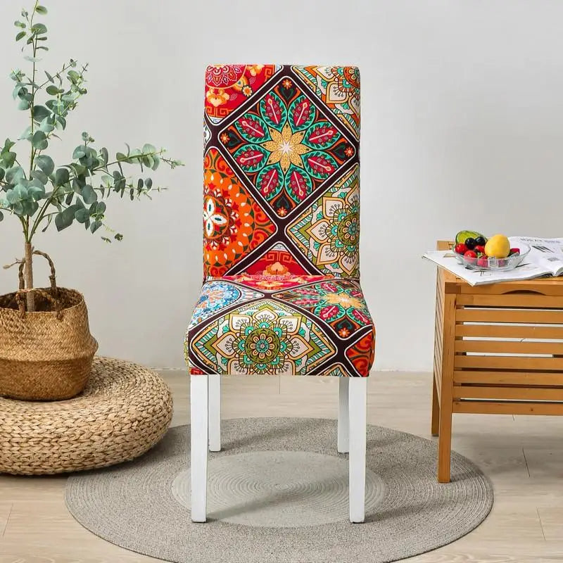 Anyseat Chair Cover Multicolor Floral Bohemian Style Elastic Slipcover Dining Decor
