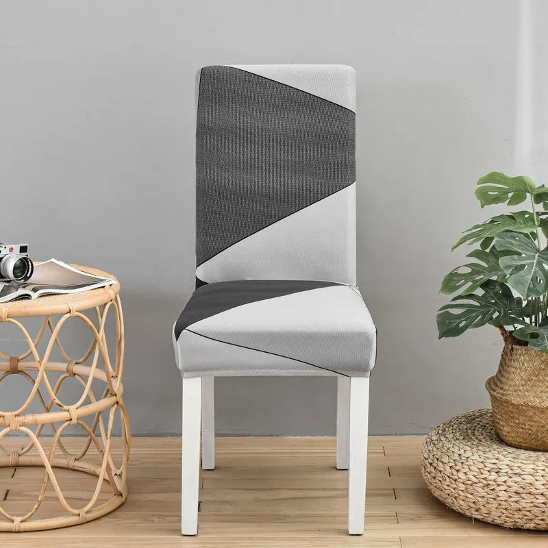 Anyseat Chair Cover Gray Geometric Elastic Slipcover Dining Decor