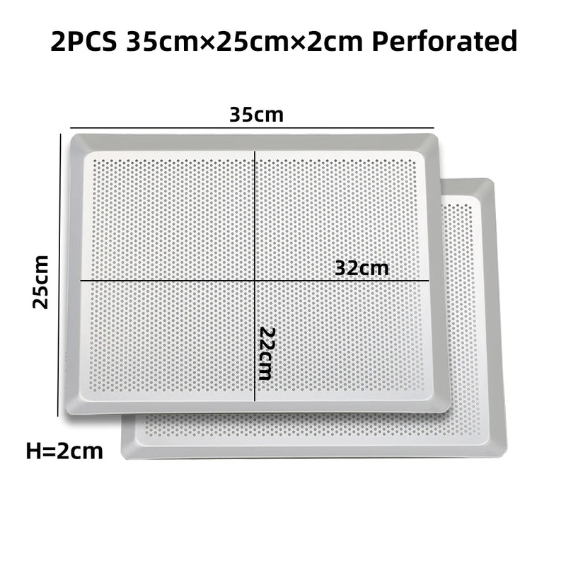 ANYGLEAM Baking Tray 2Pcs Rectangular Perforated Oven Pastry Sheet Pan With Hole