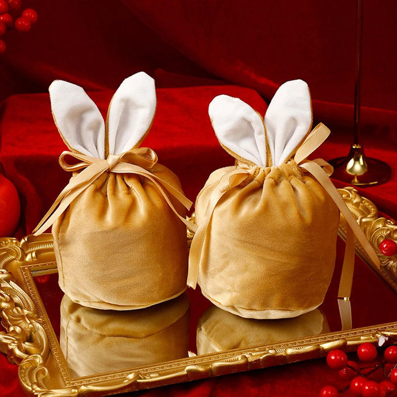 ANYPARTY Treat Bag Velvet Easter Bunny Ears Party Favors Storage