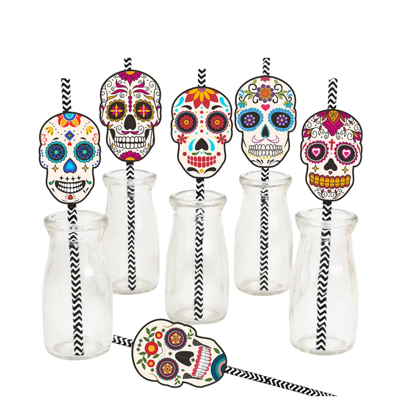 ANYPARTY Disposable Paper Straw And Halloween Theme Card Party Tableware