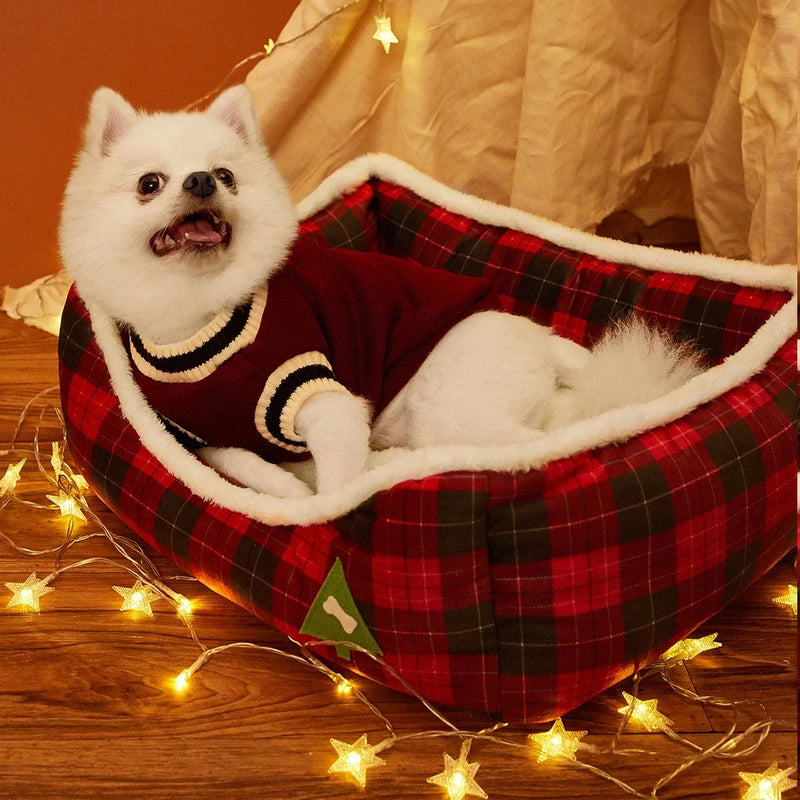 Anypet Christmas Pet Bed – Waterproof Sofa with Soft Cotton & Removable Cushion