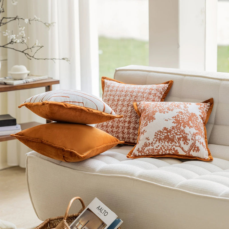 Anypillow Pillowcase White With Orange Abstract Line Print Decorative Cushion Cover