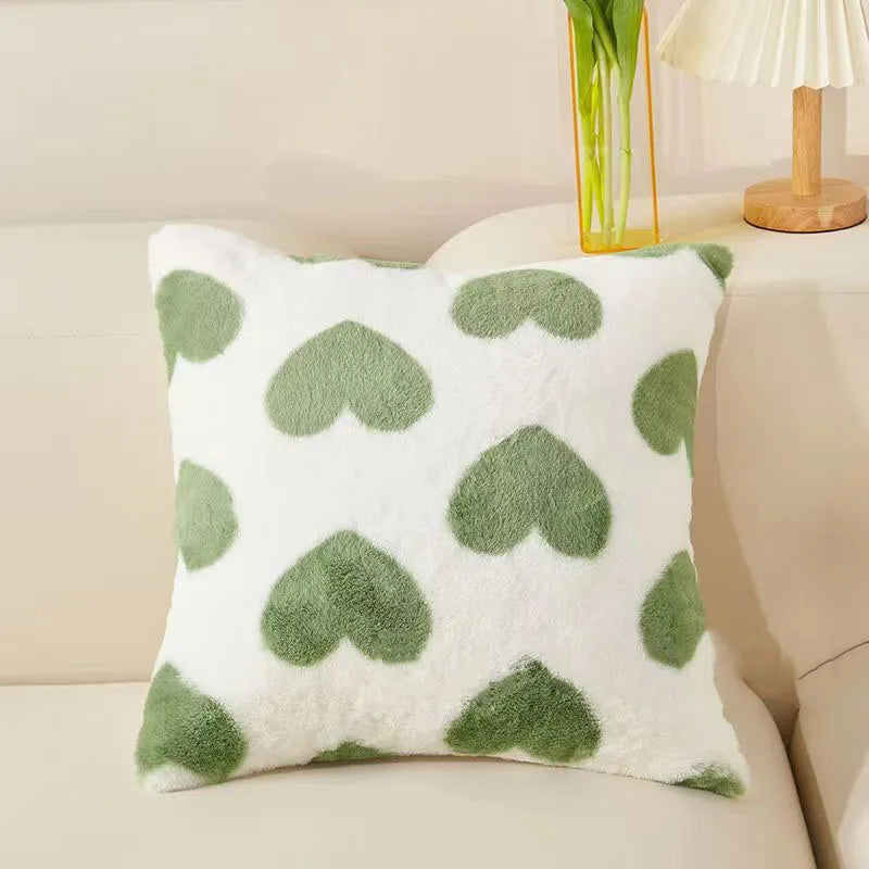 Anypillow White Green Heart Quilted Cushion Pillowcase