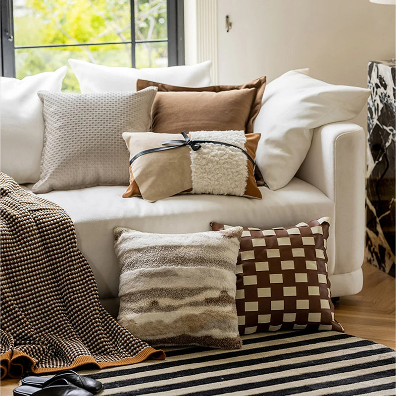 Anypillow Pillowcase Khaki Woven Decorative Cushion Cover