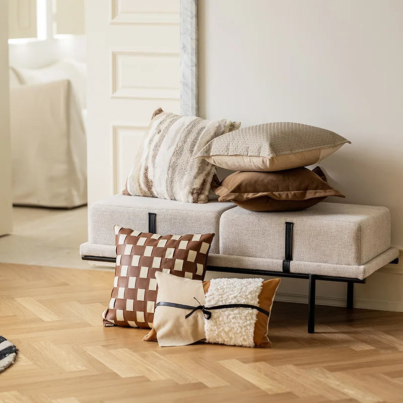 Anypillow Pillowcase Khaki Woven Decorative Cushion Cover