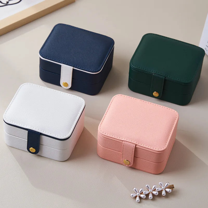 Anyvogue Jewelry Box Small Minimalist Leather Case Storage Accessories