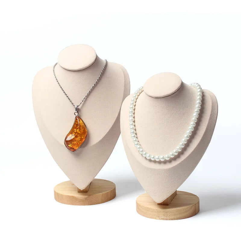 Anyvogue Necklace Stand White Solid Wood Jewelry Display Holder Organizer