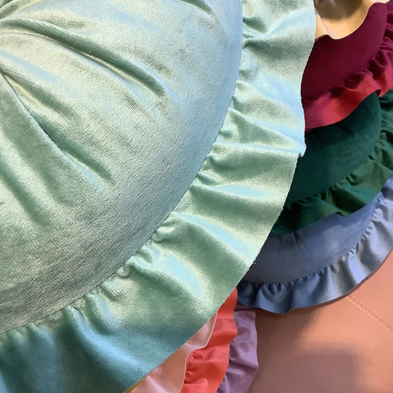 ANYHOUZ Flower Shaped Round Velvet Cushion with Soft Filling