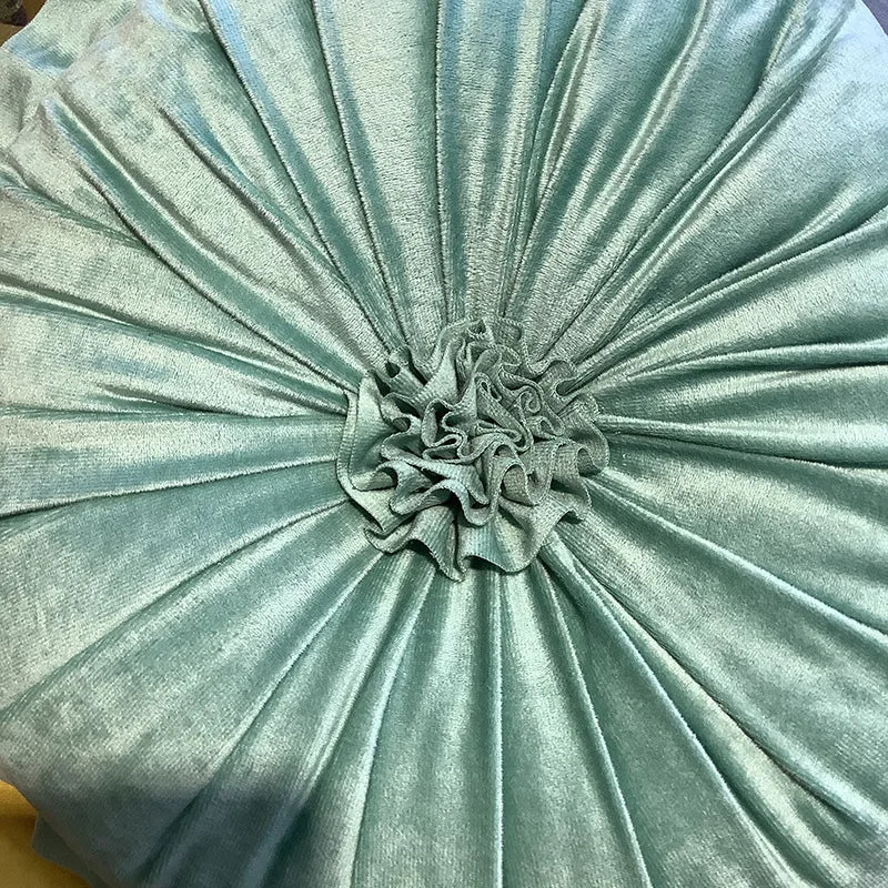 ANYHOUZ Flower Shaped Round Velvet Cushion with Soft Filling