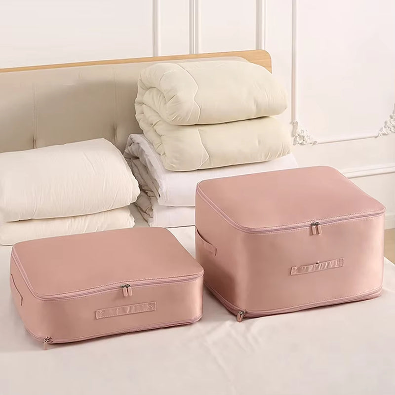 Anysort Storage Bag 1PC Pink Multifunctional Self Compression and Ultra Space Saving Organizer For Quilts And Clothes