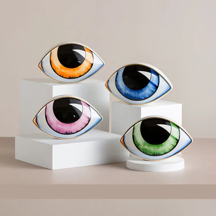 ANYDECO Figurine Ceramic Realistic Evil Eye Statue Home Decor Ornament