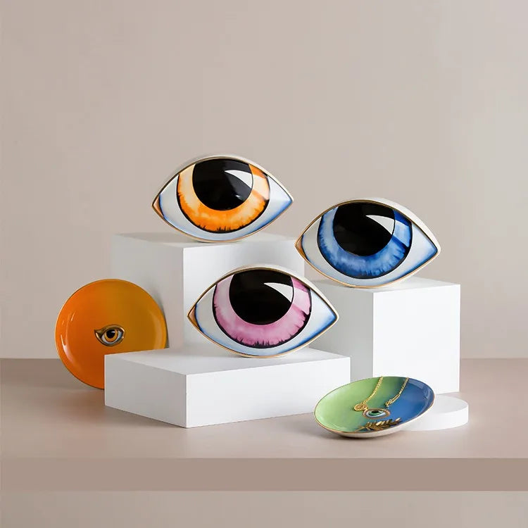 ANYDECO Figurine Ceramic Realistic Evil Eye Statue Home Decor Ornament