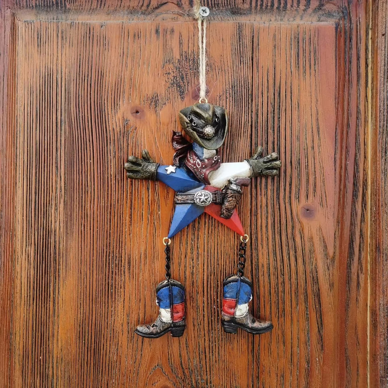 ANYDECO Holiday Hanging Ornament Cowboy Resin Rustic Wall Decor