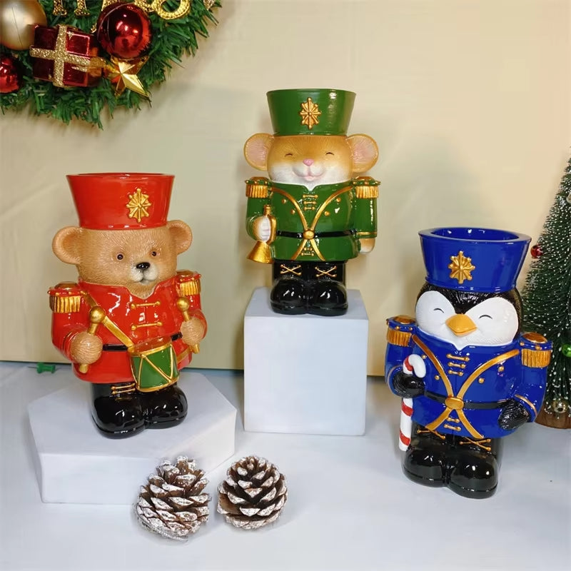 ANYDECO Candle Holder European Resin Soldier Figurine Christmas Decoration