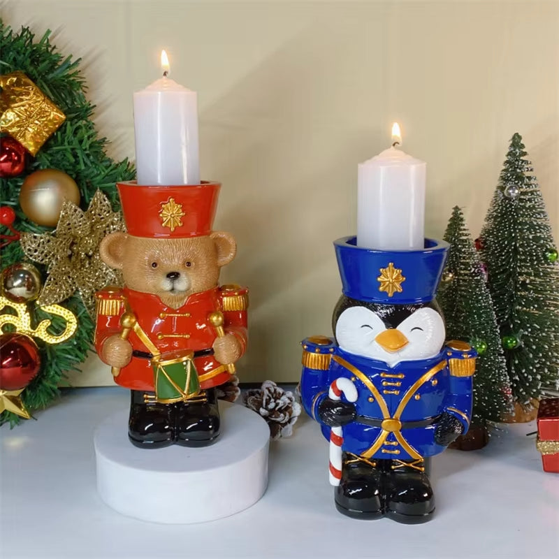 ANYDECO Candle Holder European Resin Soldier Figurine Christmas Decoration