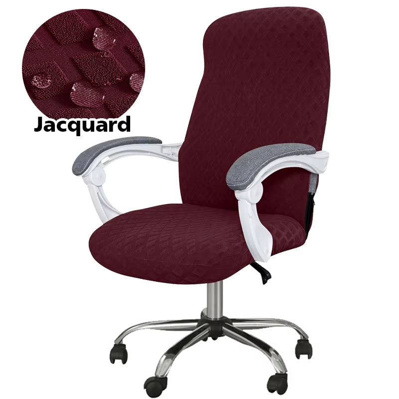 Anyseat Office Chair Cover Wine Red Waterproof Anti Dirt Stretchable Spandex Jacquard Slipcover