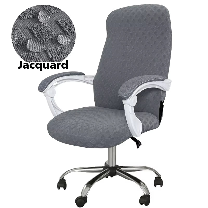 Anyseat Office Chair Cover Light Grey Waterproof Anti Dirt Stretchable Spandex Jacquard Slipcover