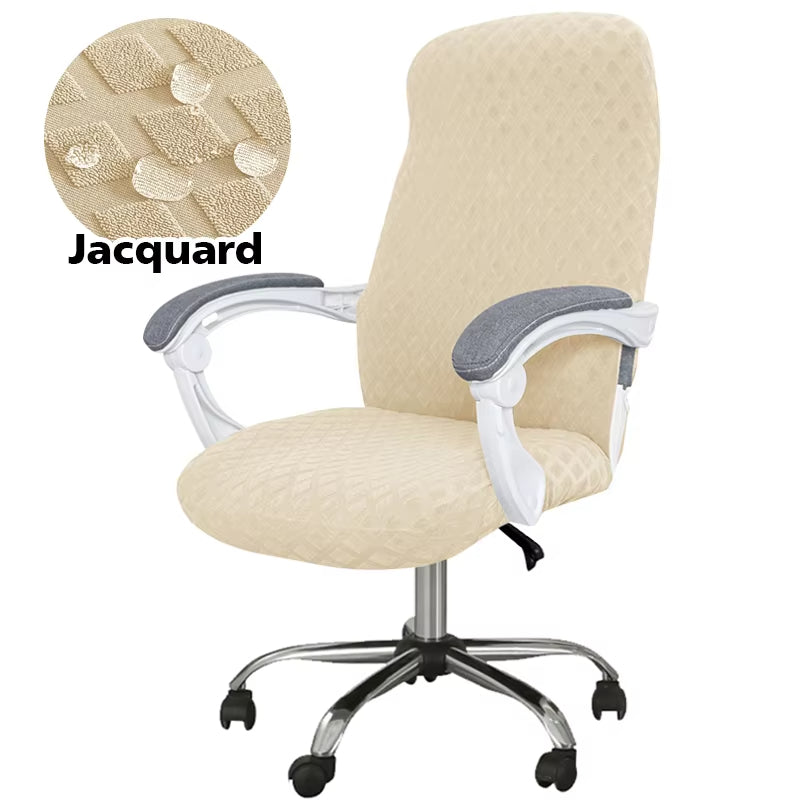 Anyseat Office Chair Cover Beige Waterproof Anti Dirt Stretchable Spandex Jacquard Slipcover