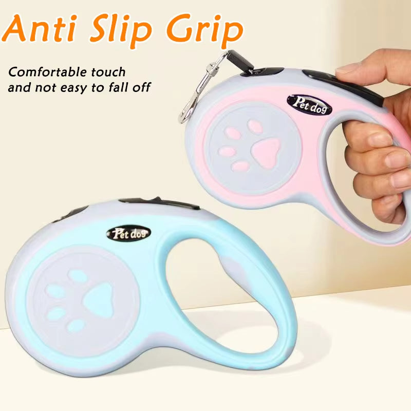 ANYWAGS Pet Leash Pink Retractable Nylon Lead Walking Traction for Dog Cats