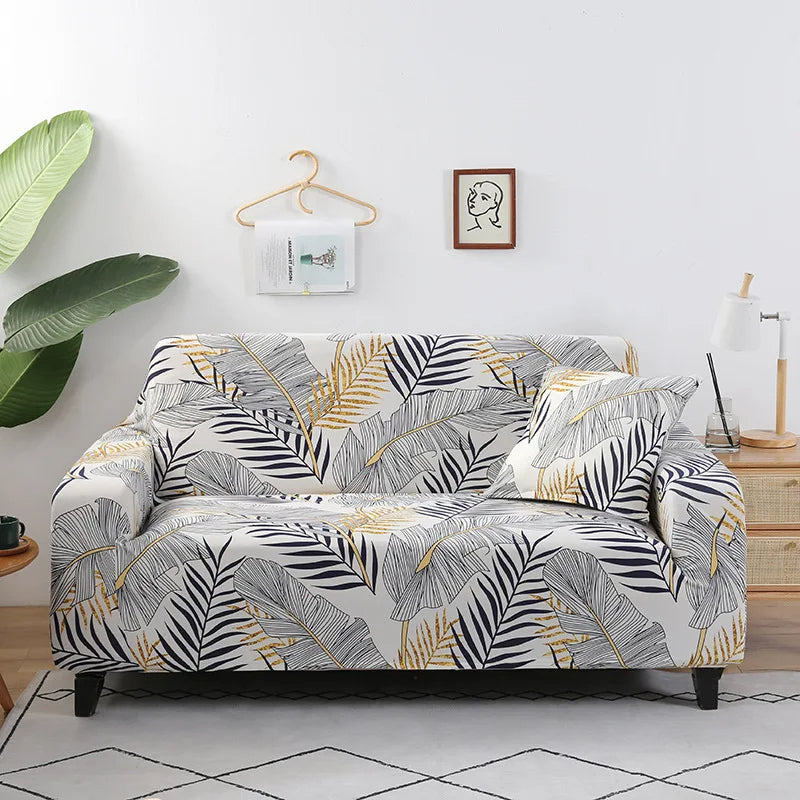 Anyseat Sofa Cover Textured Leaves Pattern L Shape Stretch Couch Protector