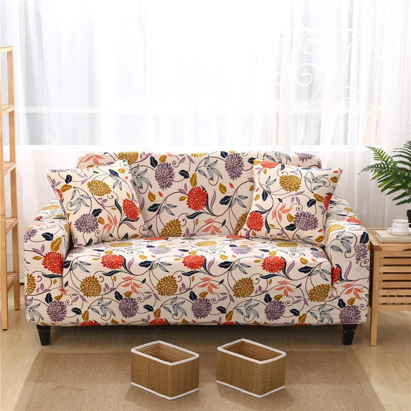 Anyseat Sofa Cover Textured Floral Pattern L Shape Stretch Couch Protector