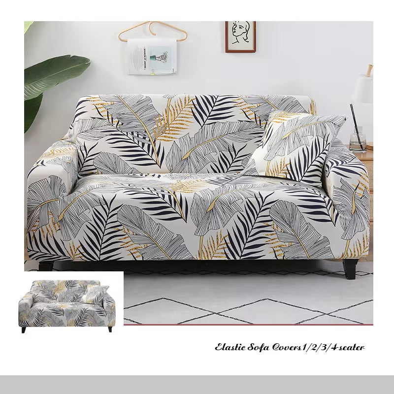 Anyseat Sofa Cover Textured Leaves Pattern L Shape Stretch Couch Protector