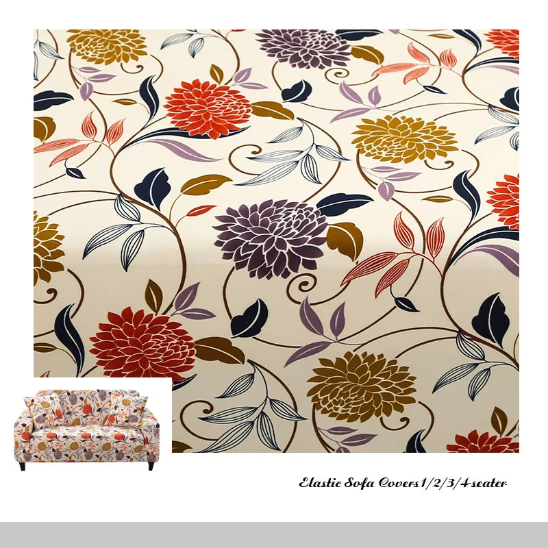 Anyseat Sofa Cover Textured Floral Pattern L Shape Stretch Couch Protector