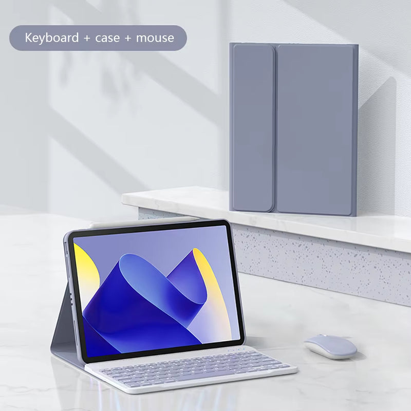 ANYMOB iPad Case Lavender Detachable Magnetic Bluetooth Keyboard with Mouse and Protective Cover