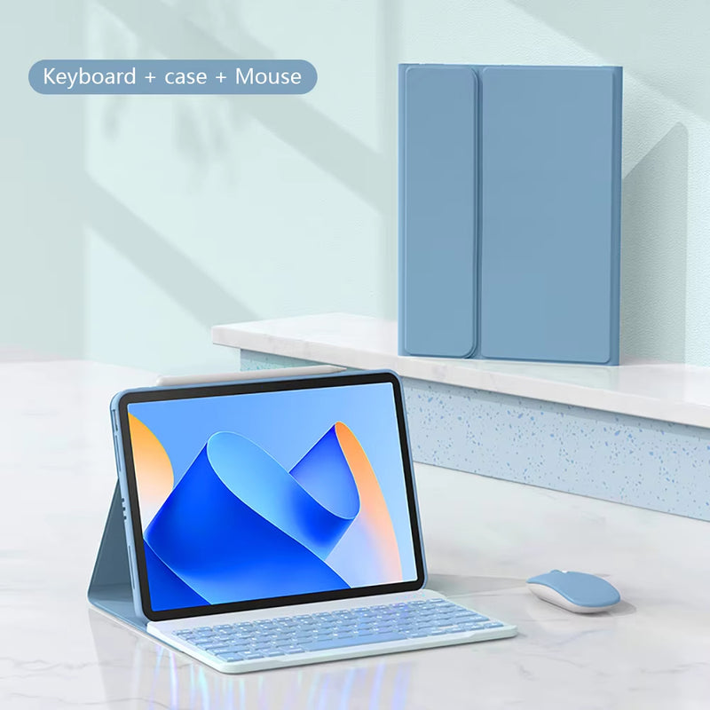 ANYMOB  iPad Case Ice Blue Detachable Magnetic Bluetooth Keyboard with Mouse and Protective Cover