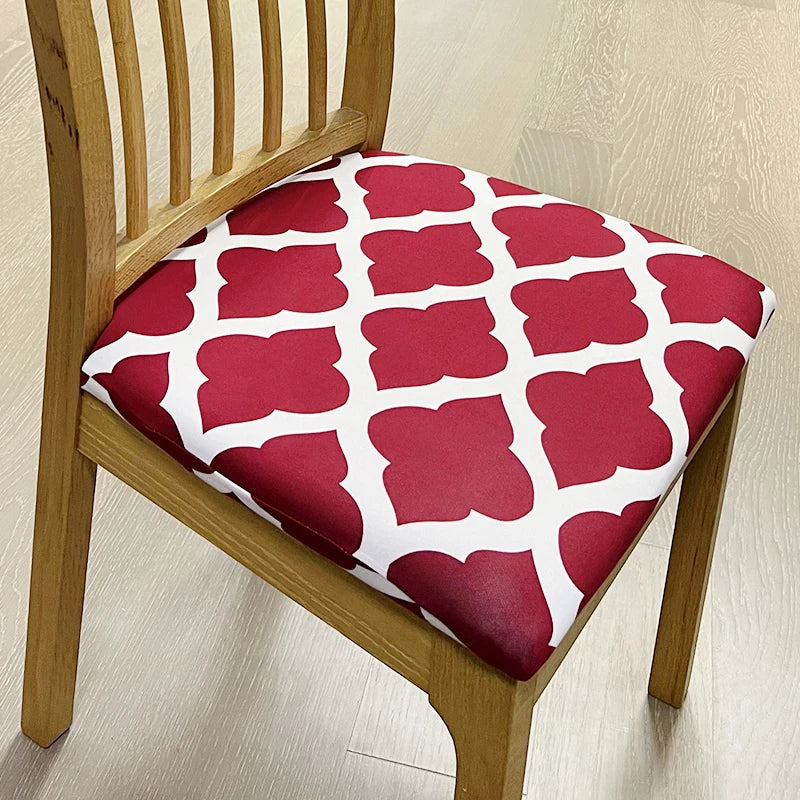 Anyseat Chair Cover Red White Print Stretch Seat Cover for Home Dinning Kitchen Washable Removable